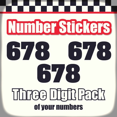 4" 6" 8" 10" Colors Die Cut Custom 3 Digit Classic Number Stickers 3 pcs 1101S - Imagen 2 de 8