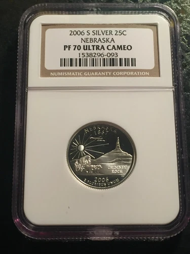 2006 S Silver 25 Cent Nebraska Proof Quarter PF 70 Ultra Cameo NGC - nice