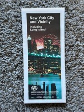 New York City & Vicinity Long Island AAA Road Map 1990
