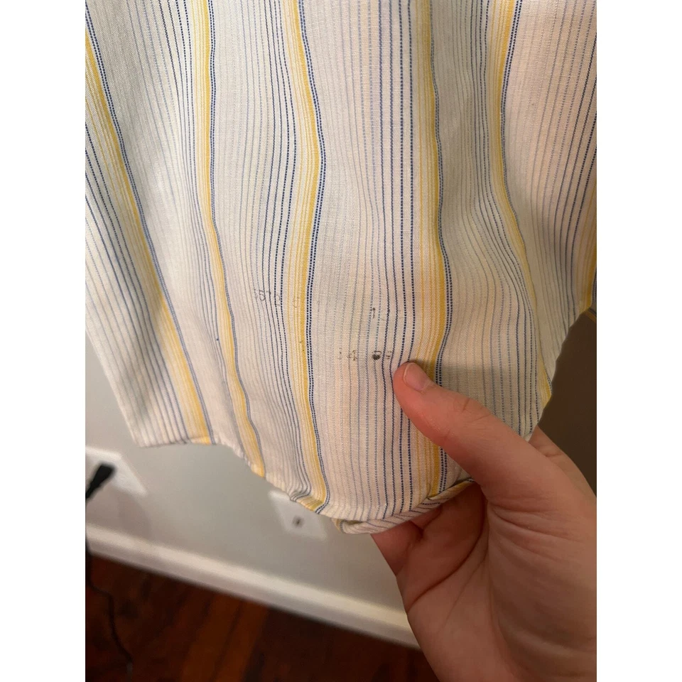 Camisa Disco Vaquera Western Rodeo Daga Años 70 Vestir Amarillo Azul Rayas XL Foto 4 de 4