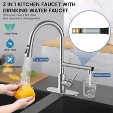 Filter Water Kitchen Faucet with Pull Down Sprayer, Brushed Nickel Stainless