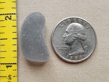 GENUINE BEACH SEA GLASS SURF TUMBLED SILVER GRAY GREY SMOKE FROSTED PENDANT T01