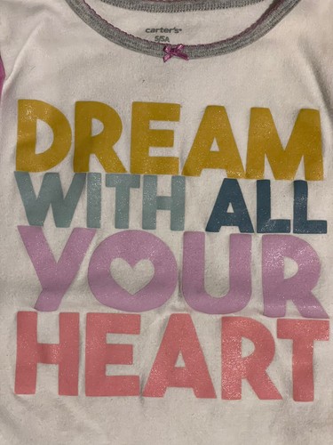 Little Girls Size-5 CARTER'S Multicolor 'Dream With All Your Heart' Pajama Set - Picture 4 of 12