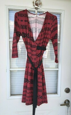 Lularoe Michelle Size XS Dark Burgundy Aztec Print NEW/TAGS Wrap Dress Belted | eBay Lularoe Michelle Size XS Dark Burgundy Aztec Print NEW/TAGS Wrap Dress Belted | eBay