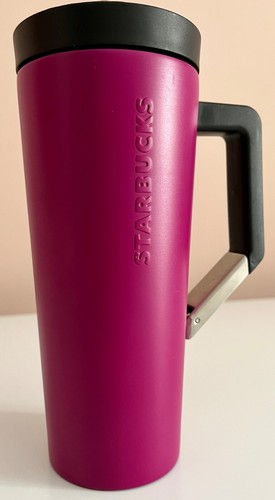 STARBUCKS 16oz. Vacuum Stainless Steel Tumbler / Mug with Handle Magenta /Purple
