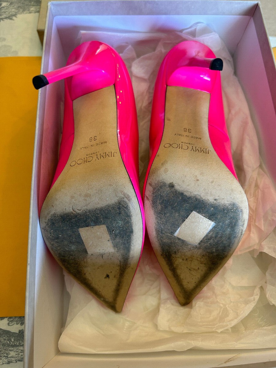 GUC Jimmy Choo Anouk Heels Pearl Raspberry Neon Pink HTF Color
