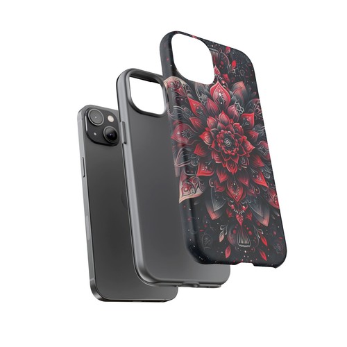 Red Mandala Lotus Floral - Phone Ink Cover Case for iPhone, Galaxy, Pixel - 第 76/281 張圖片