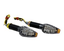 Motorcycle Scooter Moped Indicators Turn Signals in LED Carbon Look Long Stem