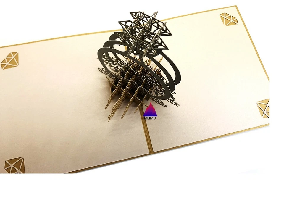 Anillo de diamantes con tarjeta emergente 3D hecho a mano día de San Valentín, aniversario, boda, amor Foto 4 de 4