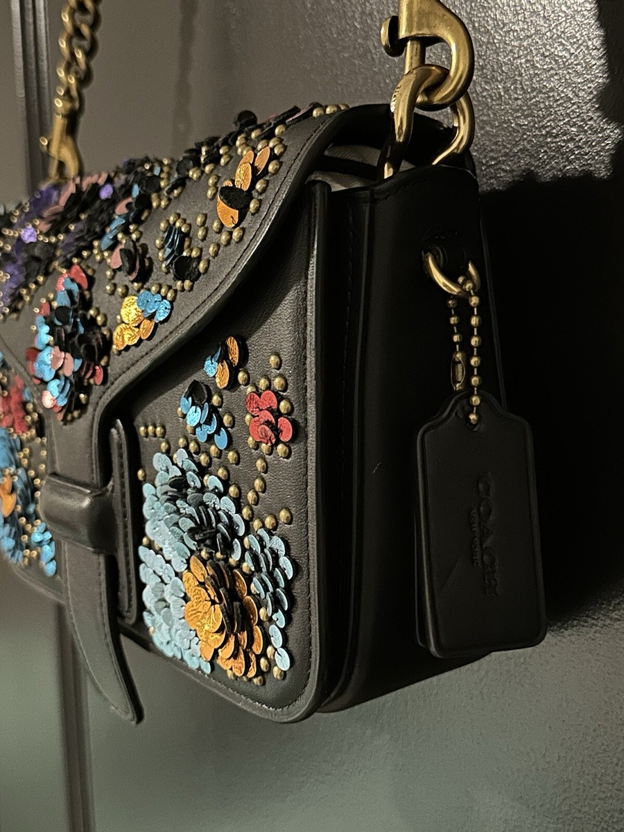 Coach Rodarte Crossbody Leather Sequins Courier Black Handbag