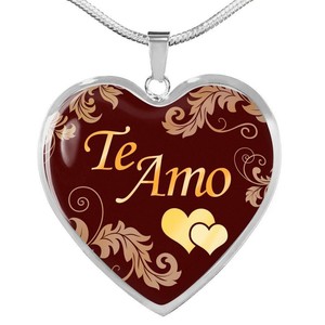 I Love You Espanol Regalo Te Amo Colgante Corazon Acero Inoxidable O 18k Oro P Ebay