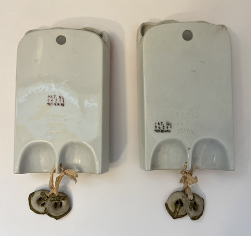 2 Vintage Japan Sailboat Porcelain Wall Pocket Vases w/ Dangling Lifesavers - Picture 3 of 13