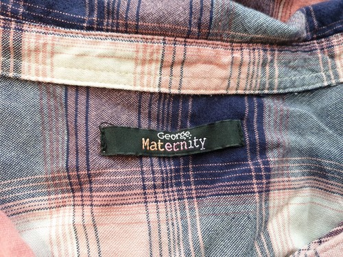 George Maternity size 10 blue / pink roll tab sleeves longline check shirt - Picture 4 of 8