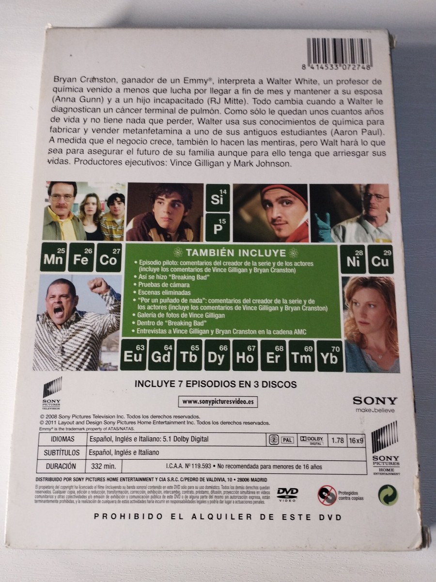 Breaking Bad First Season 1 Complete - 3 X DVD Spanish English | eBay