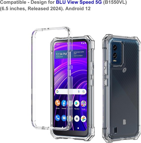 Per BLU View Speed 5G B1550VL - Custodia rigida trasparente armatura ibrida completa - Foto 5 di 5
