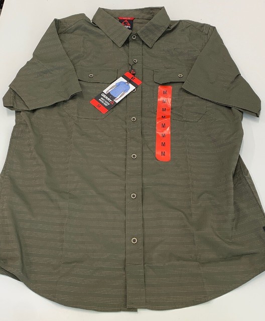Gerry Outdoor/Hiking Button Up Short Sleeve Woven Shirt M OLIVE MEDIUM
