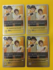 4x T.K. Takaishi & Kari Kamiya BT6-089 - Rare Yellow Digimon TCG/CCG Playset