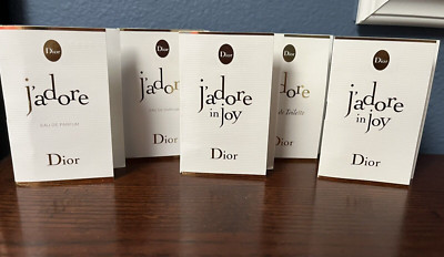 DIOR J'adore + J'adore In Joy EDT + EDP Perfume Sample Spray Lot .03oz/1ml CARD