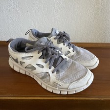 Nike Free Run 2 White  Gray Running Shoes Kids Sz 5y