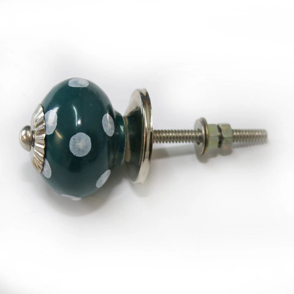 Möbelknöpfe Set 6 STK  Möbelgriffe Keramik Knöpfe Griffe Möbelknopf Dunkel Grün  - Bild 4 von 4