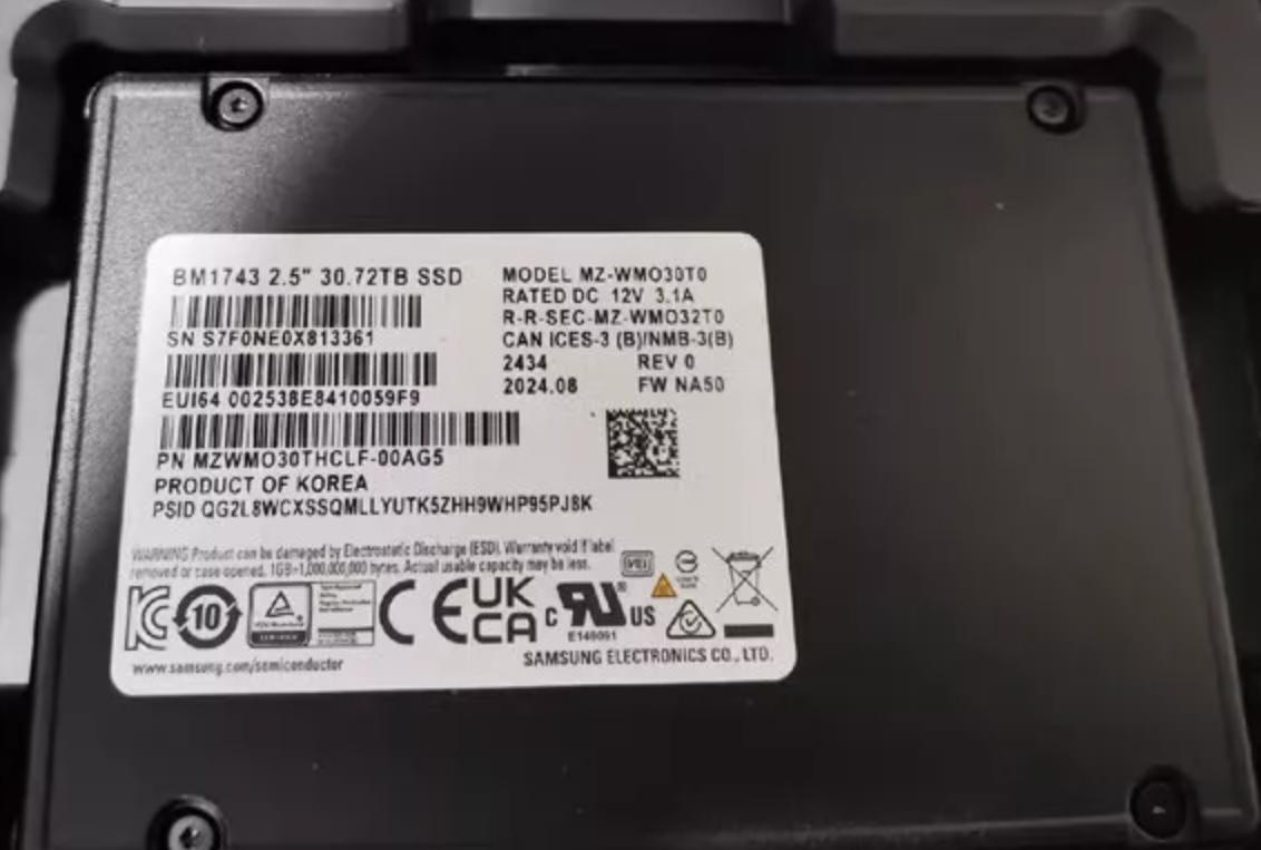 Samsung BM1743 30.72TB SSD NETAPP 2.5