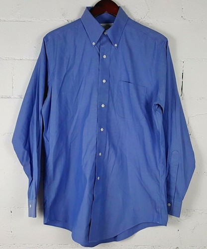 Brooks Brothers Men's Size 15 35 Button Up Shirt Blue Shine Non Iron Career