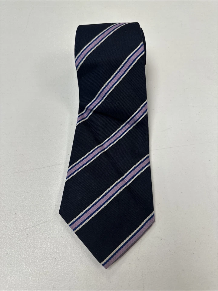 Corbata Turnbull & Asser England para hombre azul marino a rayas seda $325 Foto 3 de 4