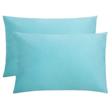 Microfiber Queen Pillow Covers, 2 Pack, Wrinkle Resistant, Blue