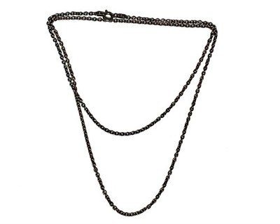 Vintage Italy 925 Sterling Silver Oxidized Cable Link Long Chain Necklace 6g 24 