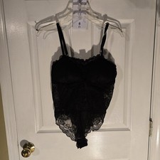 Black Lace Teddy Bodysuit Womens Size 1X Adjustable Straps NWOT