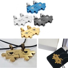 His Hers Stainless Steel Puzzle I LOVE YOU Heart Couple Necklaces Valentine Gift