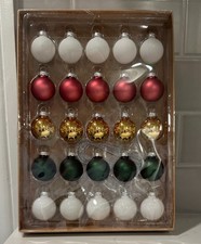 Set of 25 Round Glass Christmas Ornaments 1  NEW