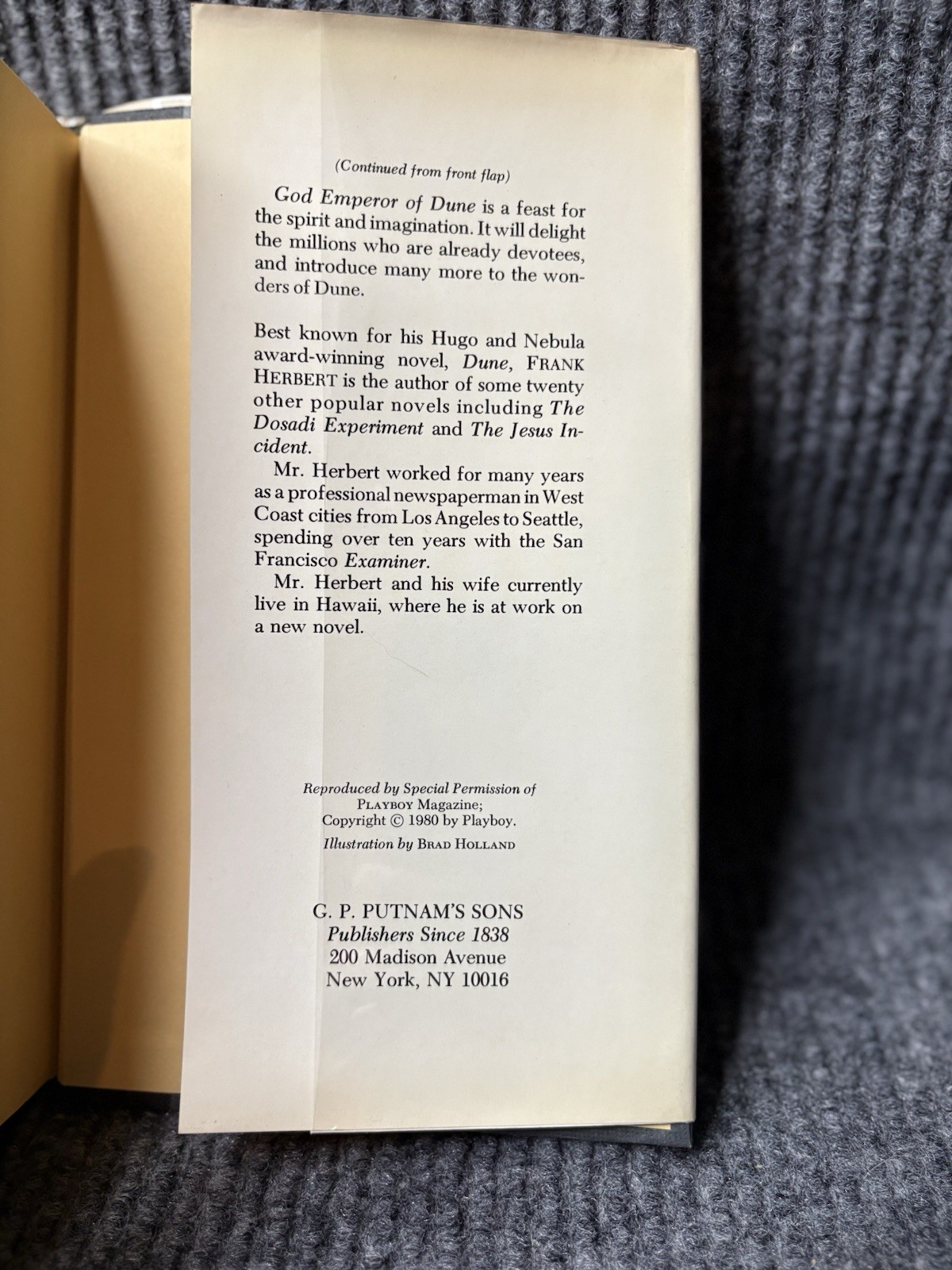 God Emperor of Dune Frank Herbert HC First Edition Putnam (1981) 12.95 D/J image 4