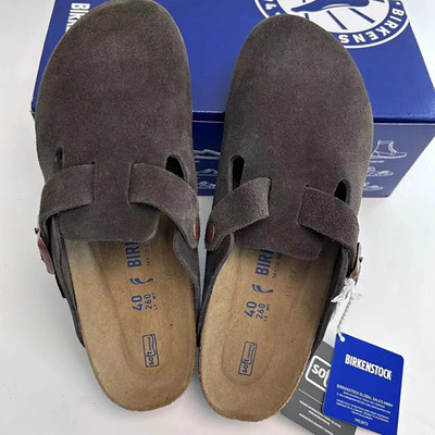 Birkenstock Boston Classic Mocha Suede Leather Unisex Shoes Narrow/Wide 44