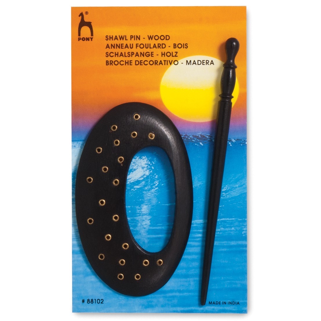 Pony: Shawl Pin: Decorative Wooden Brooche & Pin Set