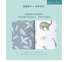 Aden  Anais Classic Muslin Swaddle Blankets Dino Jungle 44" x 44" New Sealed
