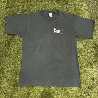 Vintage 1990s BRASIL Alore T-Shirt Mens Medium Green Washed Single Stitch USA