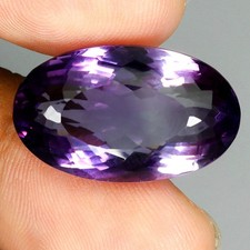 Oval Cut Natural Unheated Top Purple Amethyst Uruguay 26.71 Ct 24x14mm Gemstone