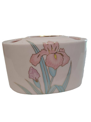 Toothpaste Holder Pink Feautring Iris Made by Yamaji in Japan 3.75'' Tall
