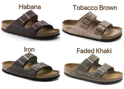 Birkenstock Arizona Habana/Tobacco Brown/Iron/Faded Khaki Oiled Leather Sandals