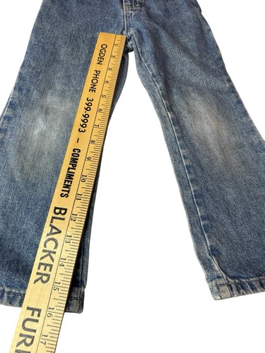 Vintage Lee Girls Size 4 Jeans Denim Flare Leg Stretchy Waist 90s Y2K Distressed - Picture 5 of 16