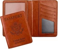 Passport Holder for Travel Essentials RFID Blocking Wallet Card Case PU Leather 