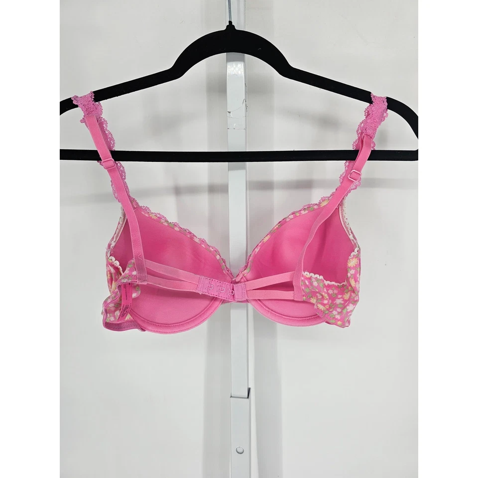 Sutiã Vintage Y2K Fruit of the Loom Feminino Tamanho 36C Camiseta Rosa Claro Floral - Imagem 3 de 4