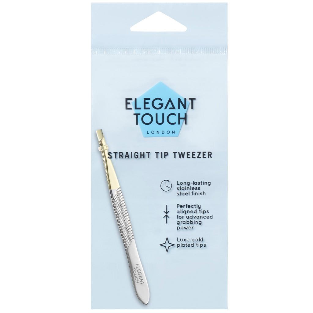 Elegant Touch Straight Tip Tweezer - Stainless Steel - Eyebrow Hair Removal Tool