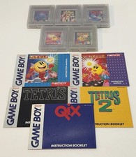 Nintendo Gameboy Lot Of 5 Tetris Pac-Man Ms Pac-Man Qix With Manuals