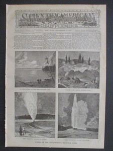 1888 YELLOWSTONE PARK OLD FAITHFUL 10 ILL's BAD LANDS SCIENTIFIC AMERICAN SUPMNT