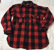 Vintage 50s Woolrich Buffalo Plaid Wool Shirt Jacket Mens 53 Red Black Shacket