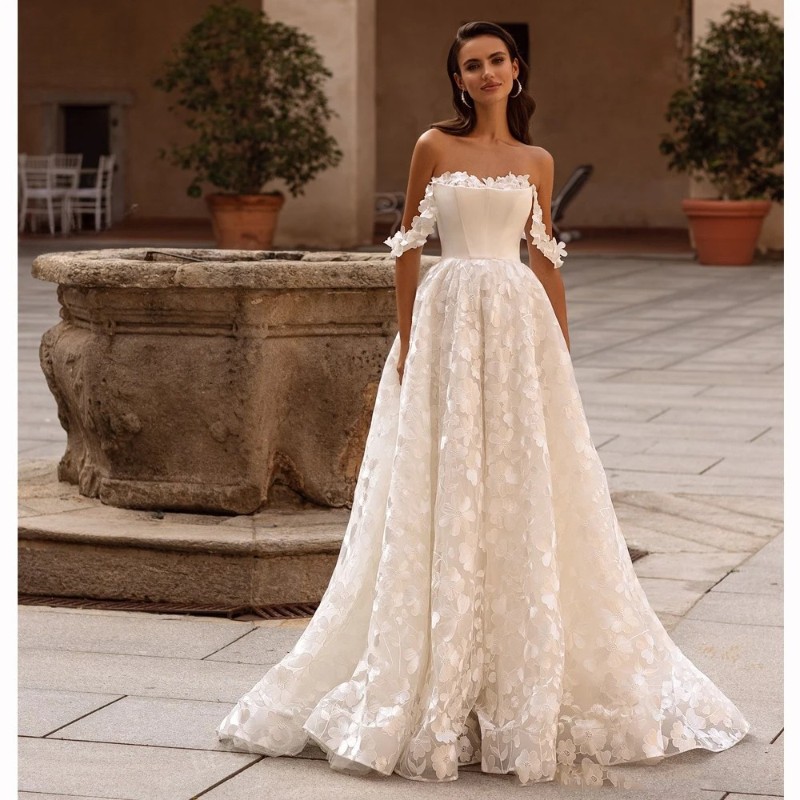 Off Shoulder A-Line Wedding Dress Sweetheart Sleeveless customized Bride Gowns | eBay Off Shoulder A-Line Wedding Dress Sweetheart Sleeveless customized Bride Gowns | eBay
