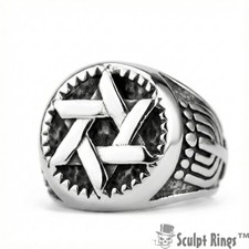 Sculpt Rings Star of David Stainless Steel Ring, Hexagram Style