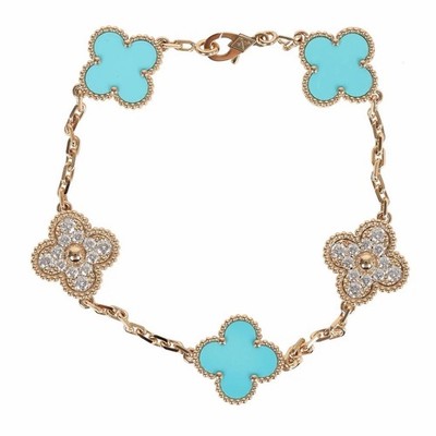 Van cleef Alhambra turquoise pave bracelet 